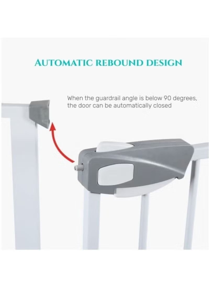 بيوينتي بوابة أطفال أمانية تُغلق تلقائياً، مع بوابة أطفال عريضة جداً مُرفق بها مجموعة تمديد 30 سم، مناسبة بحد أقصى لمسافة 114 سم، بوابات أمان للسلالم والعتبات، سهلة التركيب. - Image 2
